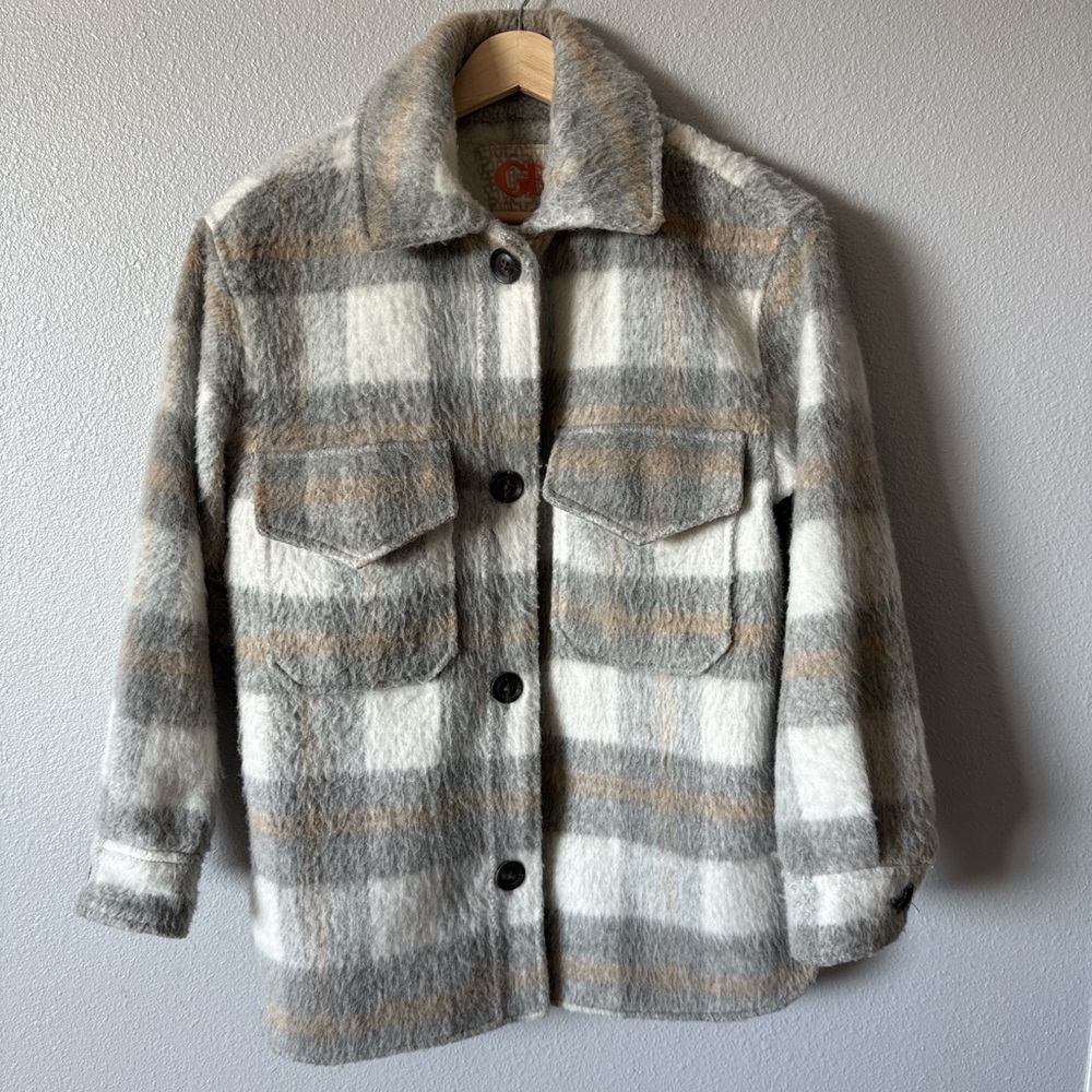 Gianni Bini Gray and Cream Fuzzy Jacket